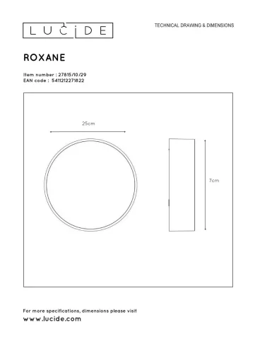 Светильник потолочный LED Roxane 27815/10/29 Lucide чёрный 1 лампа, основание чёрное в стиле современный  фото 3